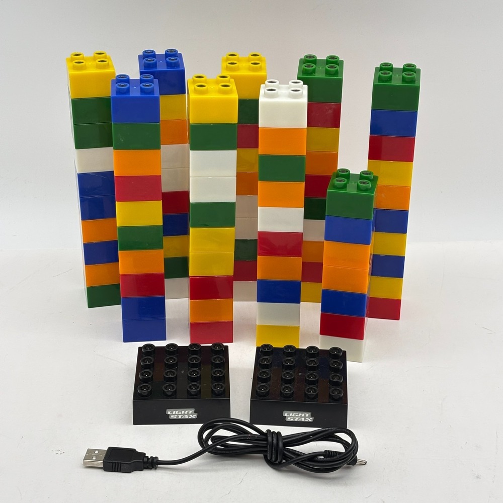 Light Stax LED Building Blocks Lot 87 Bricks 2 Working Bases USB Tested